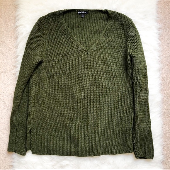 J. Crew Olive Green V-Neck Pullover Sweater - Picture 5 of 9
